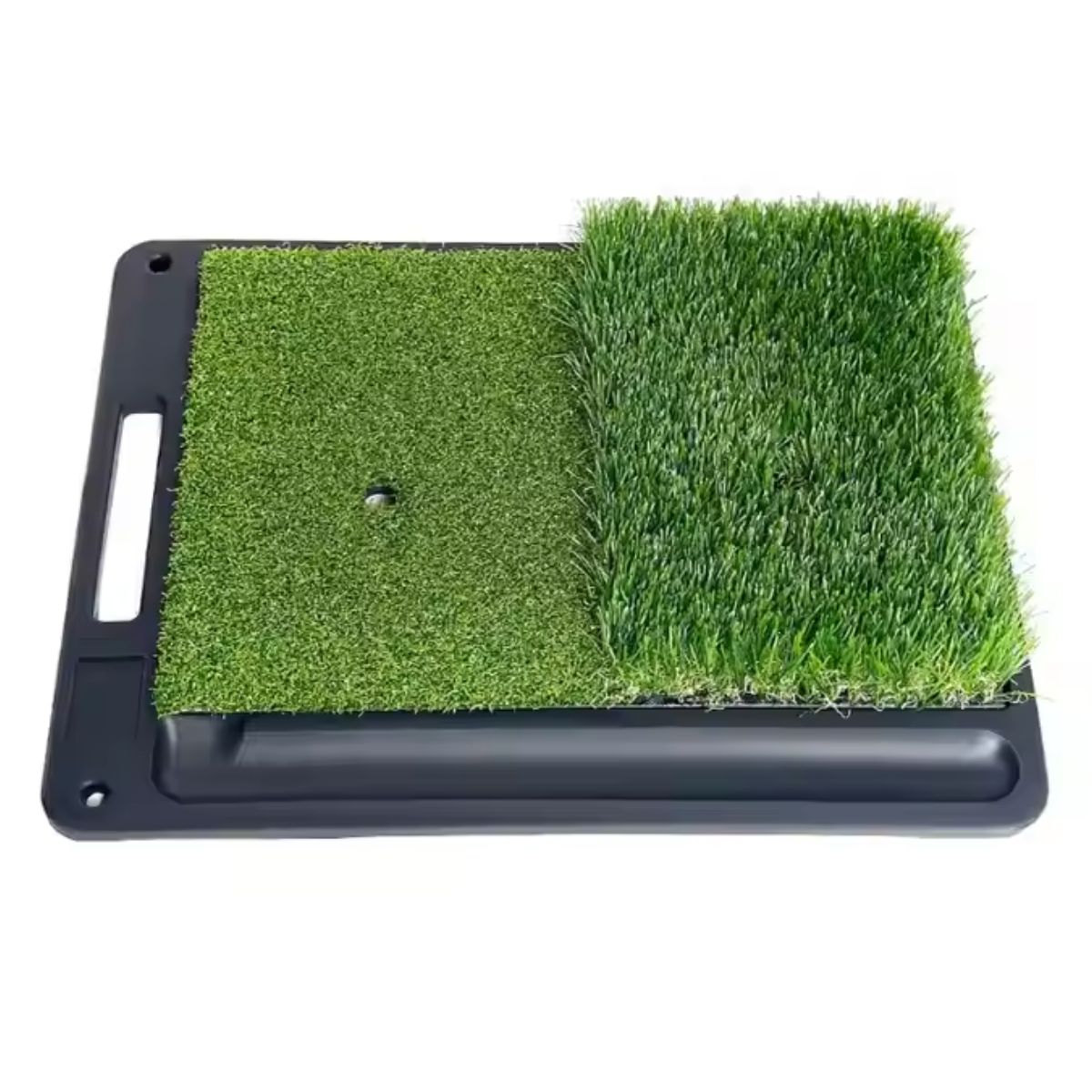 GolfBasic Dual Turf Golf Practice Mat with Ball Tray