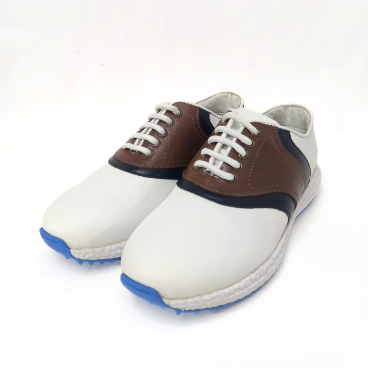 GolfBasic Drive Comfort White-Brown Spikeless Golf Shoes