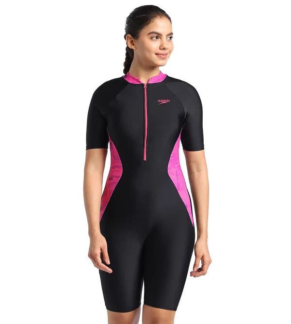 Speedo Women's Endurance Essential Panel Printed Kneesuit Swimwear