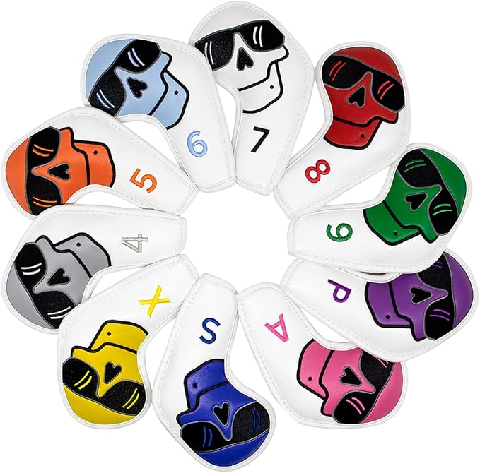 GolfBasic Smiling Skull Iron Face Covers (10pcs Set)