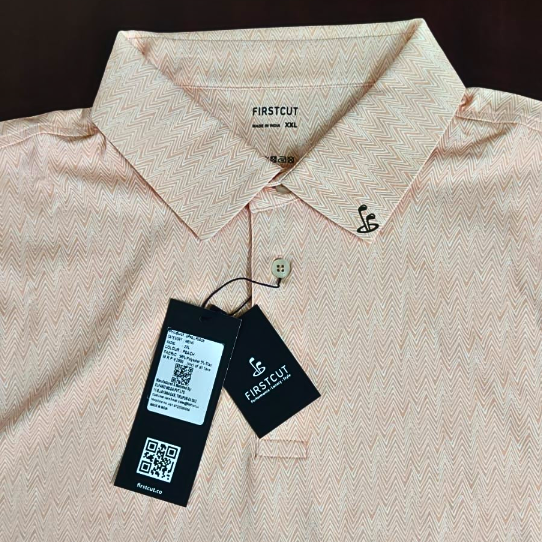 Firstcut Uphill Peach Golf Polo Tshirt (Indian Size)