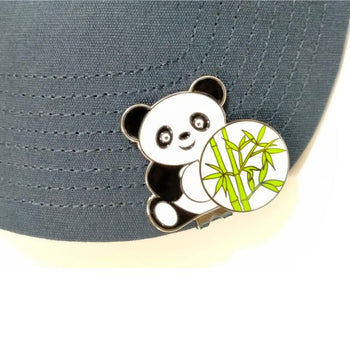 GolfBasic Panda Magnetic Cap Clip & Bamboo Plant Ball Marker